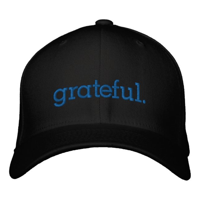 Grattis Gratitude Thanksgiving Blue Broderad Keps (Framsida)