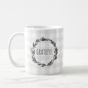 Grattis, Grått Check Mönster Kaffemugg