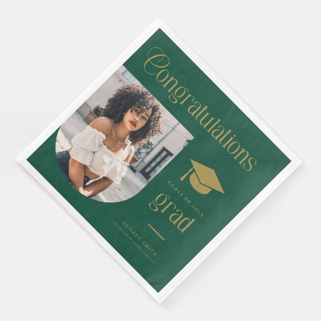 Grattis Green Gold Grad Foto Arch Pappersservett (Hörn)