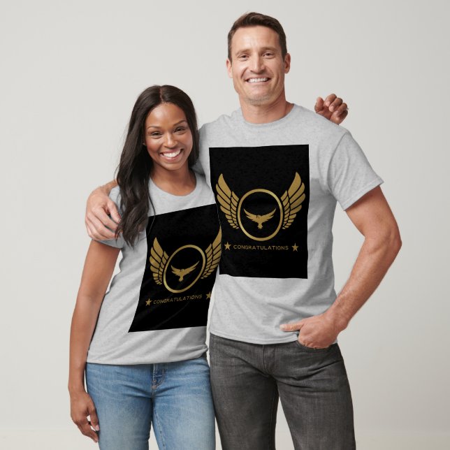 Grattis Guld Eagle Vingar Grått T Shirt (Unisex)