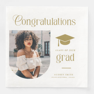 Grattis Guld Examensfoto Examenstårtbåge Pappersservett