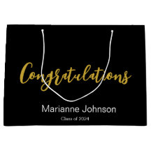 Grattis Guld Svart Vit Examen Namn
