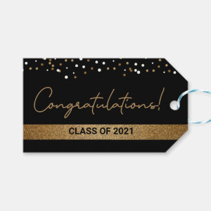Grattis Guld svarta Student, klass 2021 Presentetikett