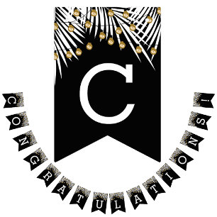 Grattis Handflatan Black Guld Vimplar