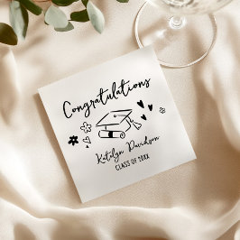 Grattis Handritad Klotter Examensfirande Pappersservett