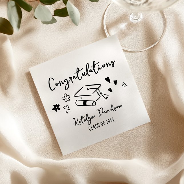 Grattis Handritad Klotter Examensfirande Pappersservett (Skapare uppladdad)