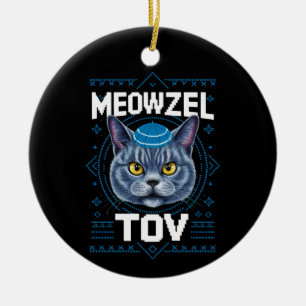 Grattis Hanukkah Judisk Katt Semester Julgransprydnad Keramik