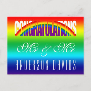 Grattis Hbtq-par Ljust Regnbagsflagga Vykort