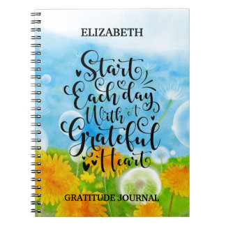 Grattis Heart Gratitude Script Quote Dandelions Anteckningsbok