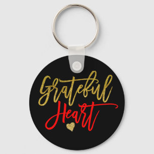 Grattis Heart Script Typography Red Guld Black Nyckelring