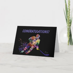 Grattis Hockey Player Sport Game Kort