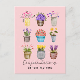 Grattis husägare Nya Hem Boho Botanisk Vykort