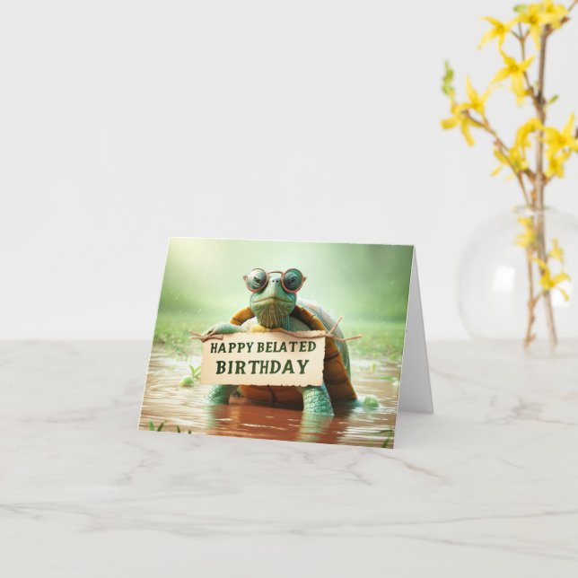 Grattis i efterhand Falt födelsedagsgratulationsko Kort (Gul blomma)