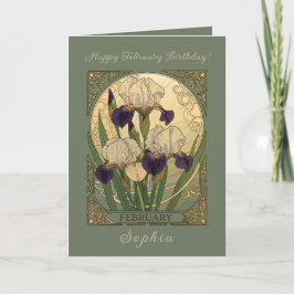 Grattis Iris Blommor på födelsedagen i februari Kort