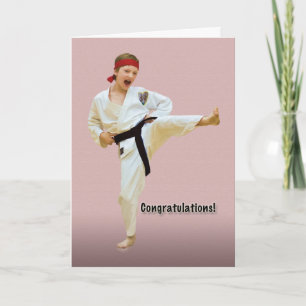 Grattis Karatebältebefordran, svart Kort