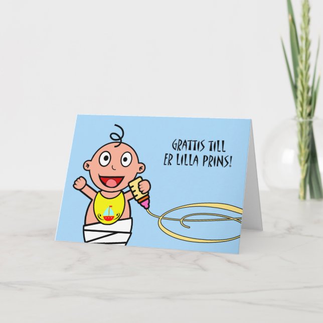 Grattis kassalåda er Lilla Prins, grattis, pojke Kort (Framsida)