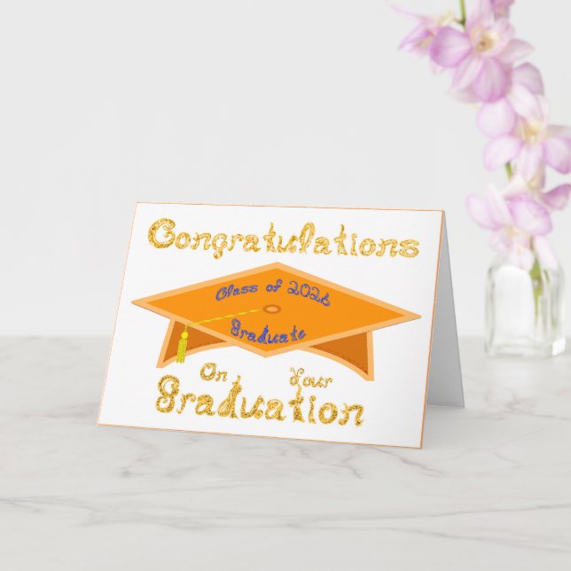 Grattis Klass 2026 Examinerade Orange Blå Kort (Orkide)