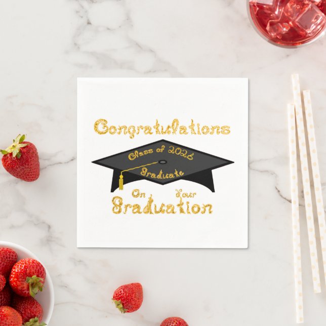 Grattis Klass 2026 Graduate Black Cap Pappersservett (Insitu)