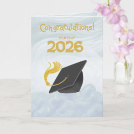 Grattis Klass 2026 Svart Examenståg Kort