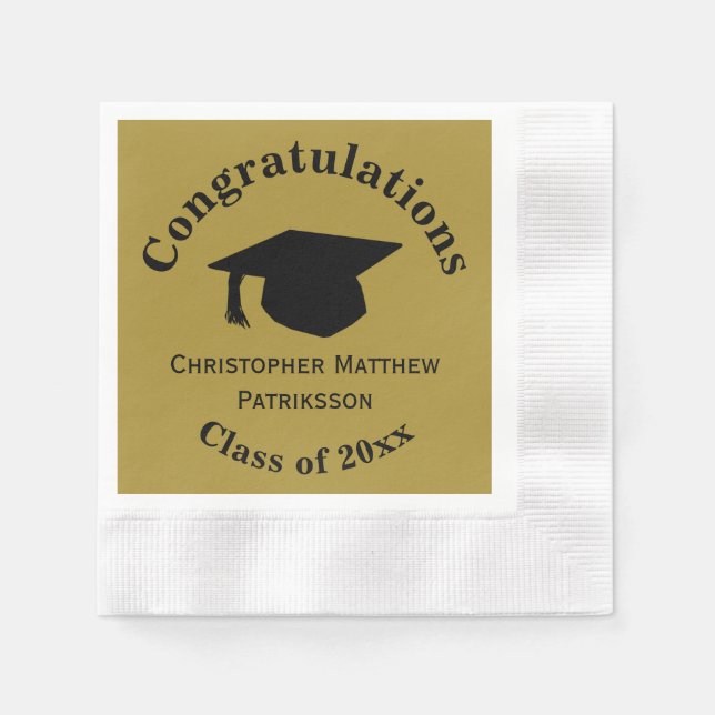 Grattis, Klass 20xx Examen, Matt Guld Pappersservett (Framsidan)