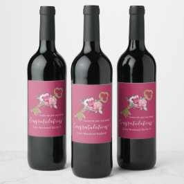 Grattis Klient Nytt Hem | Stylish Red Vinflaska Etikett