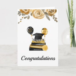 Grattis kort för Guld Blommigt Studenten