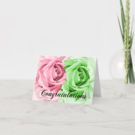 Grattis-kort för rosa och Grönt Ro Kort