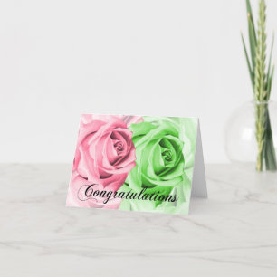 Grattis-kort för rosa och Grönt Ro Kort