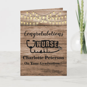 Grattis kort för Rustic Wood Nurse Studenten