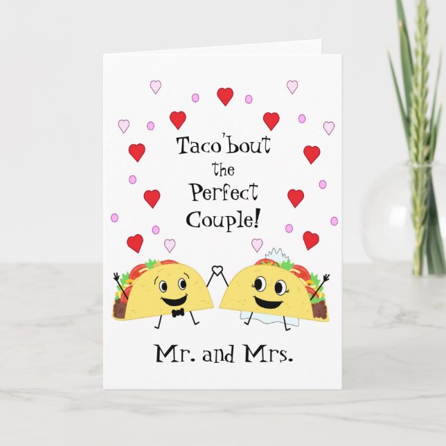Grattis kort för söt taco bröllop (Framsida)