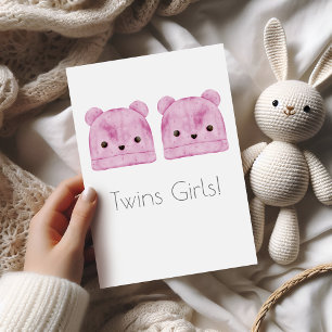 Grattis-kort för Twin Girls Boho Baby Kort