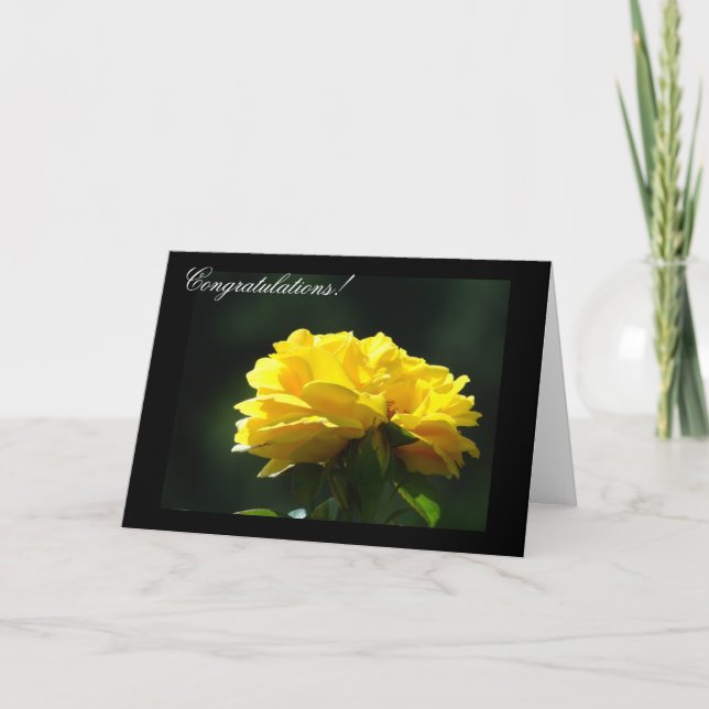 Grattis! Kort Gul Ros Blomma (Framsida)