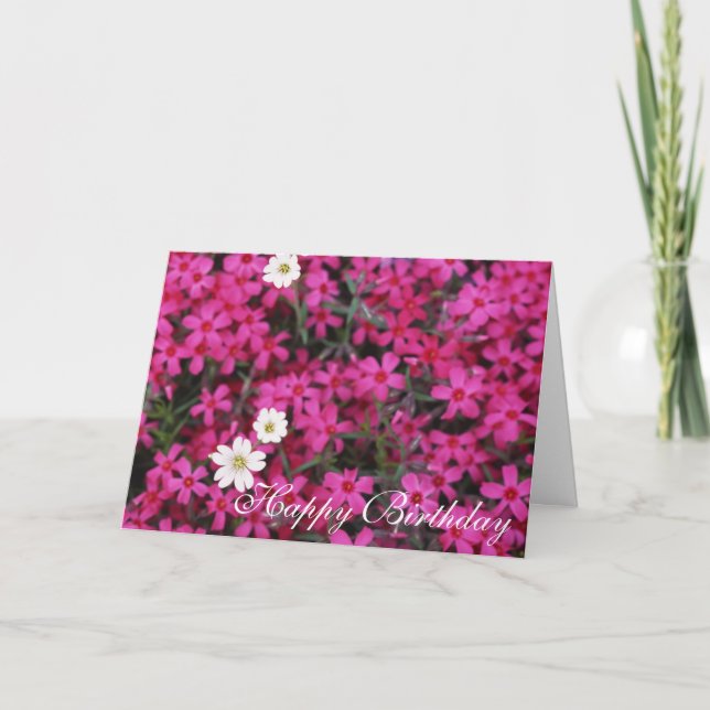 Grattis kort med fina rosa blommor (Framsida)
