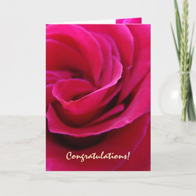 Grattis! Kort Pin Ros Blommor Bröllop (Framsida)