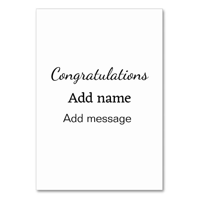 Grattis lägger till namn-meddelande enkelt student bordsnummer (Framsidan)