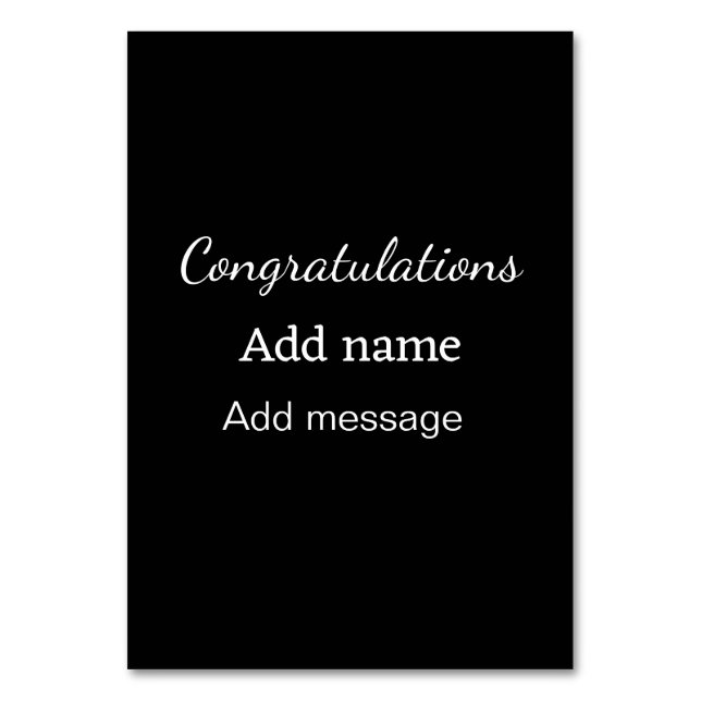 Grattis lägger till namn-meddelande enkelt student bordsnummer (Framsidan)