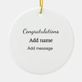 Grattis lägger till namn-meddelande enkelt student julgransprydnad keramik