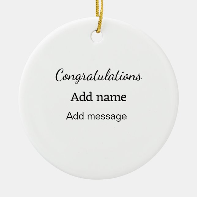 Grattis lägger till namn-meddelande enkelt student julgransprydnad keramik (Framsidan)