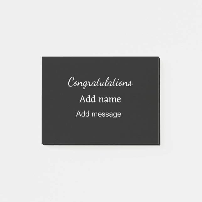 Grattis lägger till namn-meddelande enkelt student post-it block (Framsida)