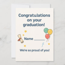 Grattis lilla examenståtting! Personligt kort för 