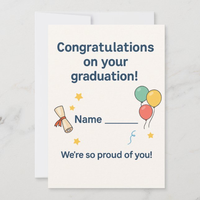 Grattis lilla examenståtting! Personligt kort för  (Framsida)