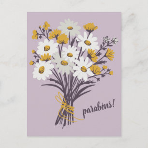 Grattis LYCKÖNSKAR Daisy Bouquet Anpassad Vykort