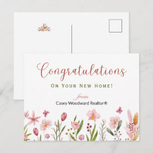 Grattis Mäklare Personliga Rosa Blommor Vykort