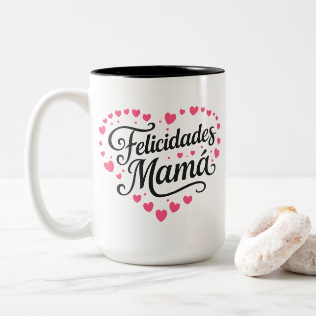 Grattis Mamma Glad mors dag Calligraphy |  Två-Tonad Mugg (Med munk)