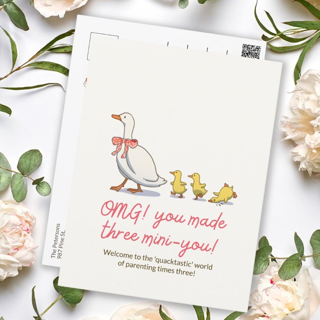 Grattis med den nya lilla söta gula ankungen vykort (New Baby Cute Yellow Ducky Congratulations Postcard)