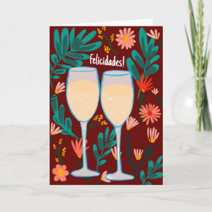 Grattis Mousserande Vin Champagne Blommig Skål Kort