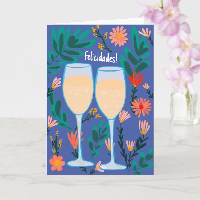 Grattis Mousserande Vin Champagne Blommig Skål Kort (Orkide)