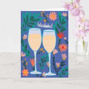 Grattis Mousserande Vin Champagne Blommig Skål Kort