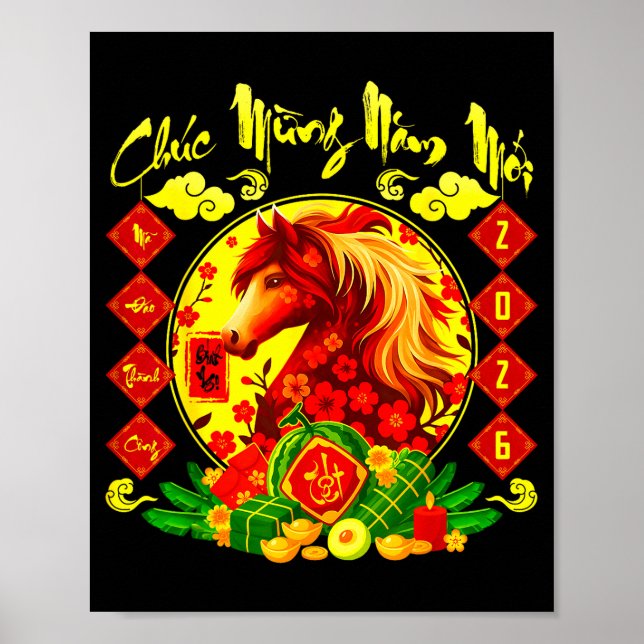 Grattis NAM Moi Gott Nytt År 2026 Häst Poster (Framsidan)