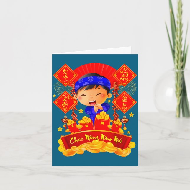Grattis Nam Noi Tet Vietnamesiska Nyårsdekoratione Kort (Framsida)